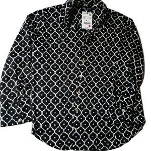 ZARA Women's Satin Blouse – Abstract Black/beige Print Size M – New